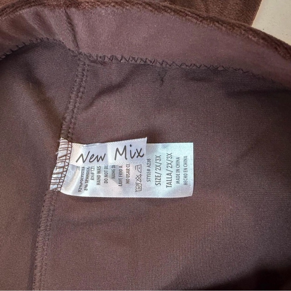 New Mix Velour Leggings Lot Of 2 Women’s 2X/3X Brown Tan Cozy Soft Comfy Relax - Picture 3 of 13